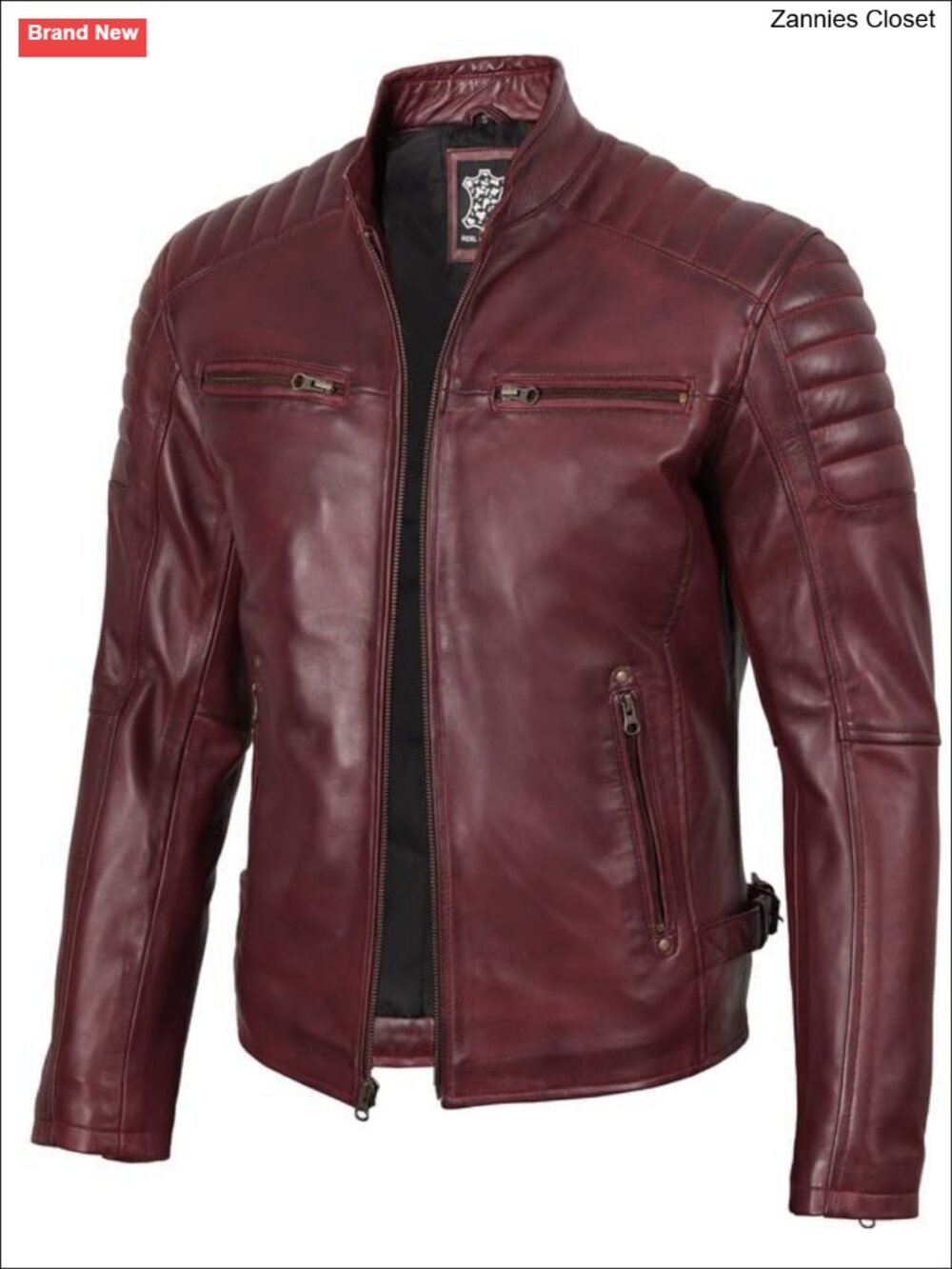 Lambskin Leather Jacket Men Cafe Racer Waxed Moto Biker Coat